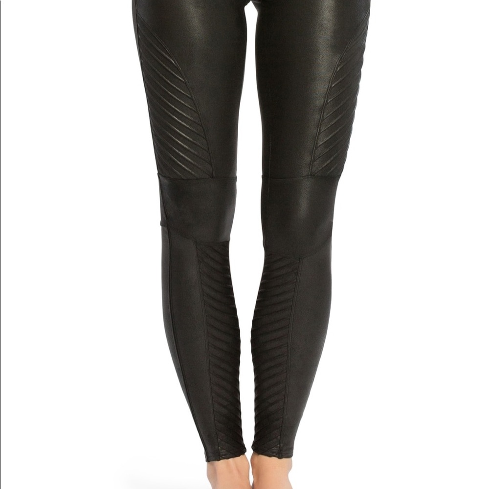 SPANX faux leather black moto leggings